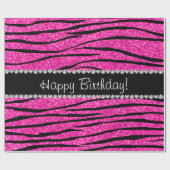 Papier Cadeau Joyeux anniversaire neon rose chaud parties scinti (Plat)