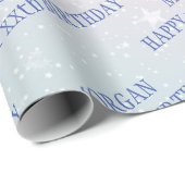 Papier Cadeau Joyeux Anniversaire, N'Importe Quel Âge, Nom, Étoi (Coin rond)