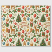 Papier Cadeau Joyeux Anniversaire Noël (Plat)