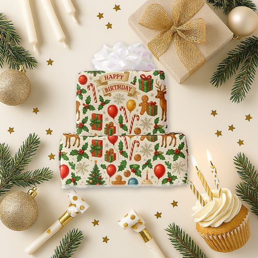 Papier Cadeau Joyeux Anniversaire Noël