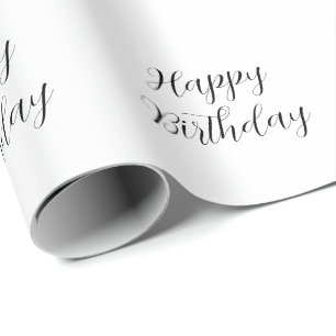 Papier Cadeau Joyeux anniversaire noir blanc minimaliste Cool mo