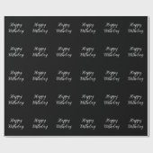 Papier Cadeau Joyeux Anniversaire Noir Blanc Minimaliste Moderne (Plat)