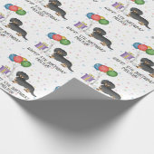 Papier Cadeau Joyeux Anniversaire Noir Et Tan Long Cheveux Dachs (Coin)