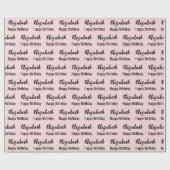 Papier Cadeau Joyeux Anniversaire Noir Nom de Script Rose Clair (Plat)