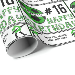 Papier Cadeau Joyeux Anniversaire Nom Age Sentiment Soccer Sport