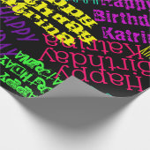 Papier Cadeau Joyeux anniversaire Nom personnalisé et couleurs (Coin)