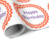 Papier Cadeau Joyeux anniversaire orange violet (Coin rond)