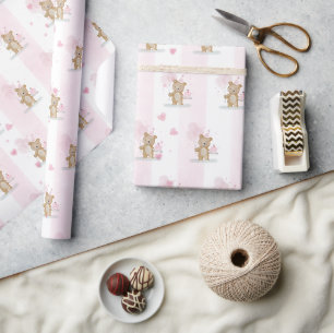 Papier Cadeau Joyeux Anniversaire Ourson