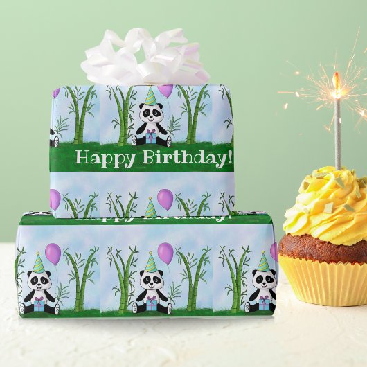 Papier Cadeau Joyeux anniversaire Panda Party