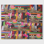 Papier Cadeau Joyeux Anniversaire Papier à envelopper Chat Dame  (Plat)