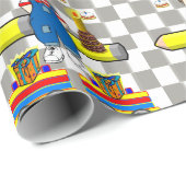 Papier Cadeau Joyeux Anniversaire Papier Boy Trains Cupcakes (Coin rond)