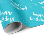 Papier Cadeau Joyeux Anniversaire papier d'enveloppement Turquoi (Coin rond)