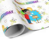 Papier Cadeau Joyeux Anniversaire Papier Enveloppant Africain Ga (Coin rond)