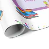 Papier Cadeau Joyeux Anniversaire Papier Hippopotamus (Coin rond)