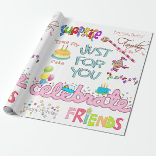 Papier Cadeau Joyeux Anniversaire Papier Papier Amis Famille