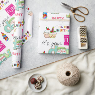 Papier Cadeau Joyeux Anniversaire Papier papier FUN Cupcake