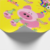 Papier Cadeau Joyeux Anniversaire Papier Pink Pigs Jaune (Coin)
