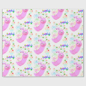 Papier Cadeau Joyeux Anniversaire Papier Pink Worm Cupcakes (Plat)