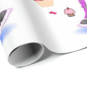 Papier Cadeau Joyeux Anniversaire Papier Wacky Girl (Coin rond)