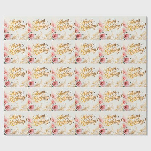 Papier Cadeau Joyeux Anniversaire, pavots, (Plat)