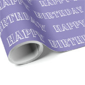 Papier Cadeau Joyeux anniversaire periwinkle violet motif modern (Coin rond)