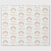 Papier Cadeau Joyeux Anniversaire Personnalisé Nom Arc-en-Ciel C (Plat)
