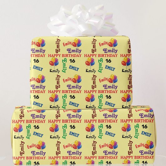Papier Cadeau Joyeux anniversaire Personnalisé Nom et âge Filles