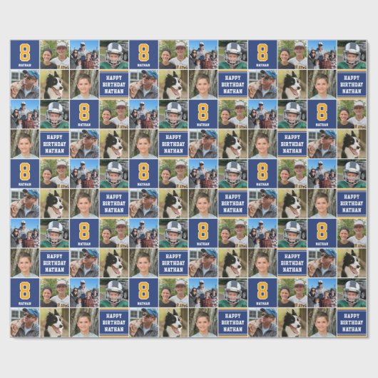 Papier Cadeau Joyeux Anniversaire Photo Collage N'importe quel â (Plat)