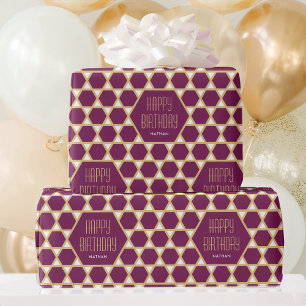Papier Cadeau Joyeux Anniversaire Plum Star Motif personnalisé
