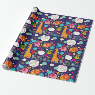 Papier Cadeau Joyeux Anniversaire Pour Vous De Mignons Animaux
