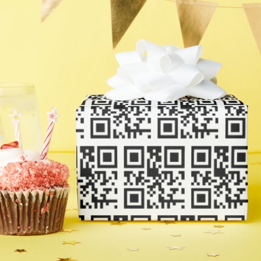 Papier Cadeau Joyeux anniversaire QR Code sur blanc (Fête d'anniversaire)
