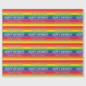 Papier Cadeau Joyeux anniversaire Rainbow Stripes langues étrang (Plat)