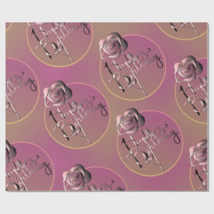 Papier Cadeau "Joyeux Anniversaire" Rose papier d'enveloppement 