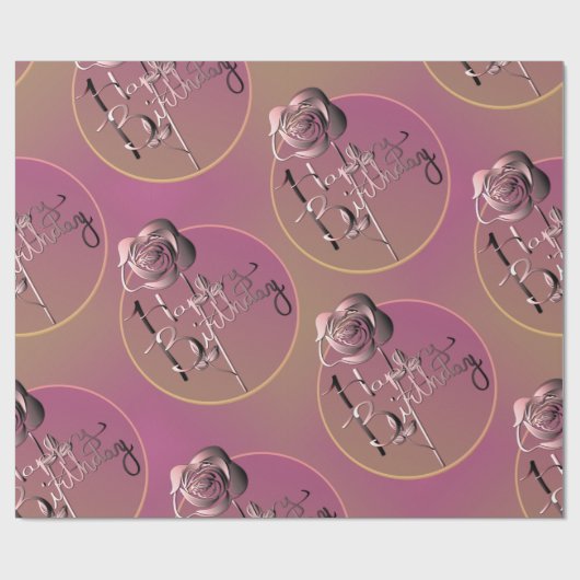 Papier Cadeau "Joyeux Anniversaire" Rose papier d'enveloppement (Plat)