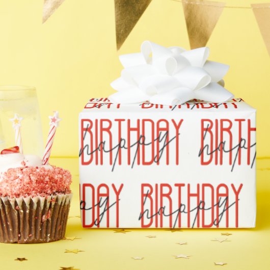 Papier Cadeau Joyeux anniversaire rouge et noir (Fête d'anniversaire)