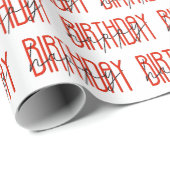 Papier Cadeau Joyeux anniversaire rouge et noir (Coin rond)