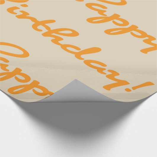 Papier Cadeau Joyeux anniversaire ! Script Décontracté Orange Au (Coin)