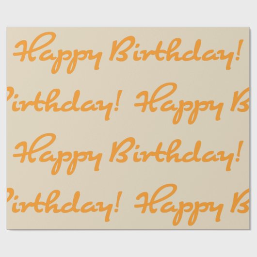 Papier Cadeau Joyeux anniversaire ! Script Décontracté Orange Au (Plat)