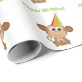 Papier Cadeau Joyeux Anniversaire ! Singe (Coin rond)