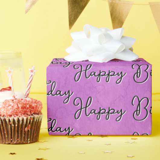 Papier Cadeau Joyeux anniversaire sur Aquarelle rose Abstrait (Fête d'anniversaire)