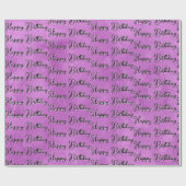 Papier Cadeau Joyeux anniversaire sur Aquarelle rose Abstrait (Plat)
