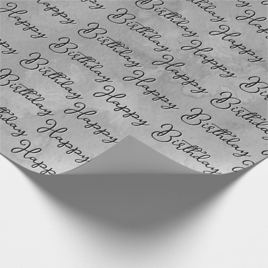 Papier Cadeau Joyeux anniversaire sur gris aquarelle (Coin)