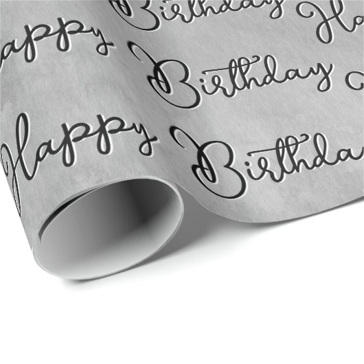Papier Cadeau Joyeux anniversaire sur gris aquarelle (Coin rond)