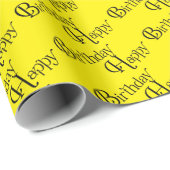 Papier Cadeau Joyeux anniversaire sur jaune (Coin rond)