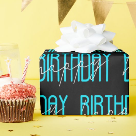 Papier Cadeau Joyeux Anniversaire Sur Noir (Fête d'anniversaire)