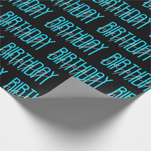 Papier Cadeau Joyeux Anniversaire Sur Noir (Coin)