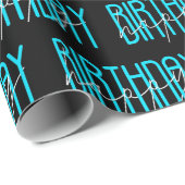 Papier Cadeau Joyeux Anniversaire Sur Noir (Coin rond)