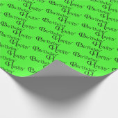 Papier Cadeau Joyeux anniversaire sur vert néon (Coin)