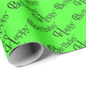 Papier Cadeau Joyeux anniversaire sur vert néon (Coin rond)