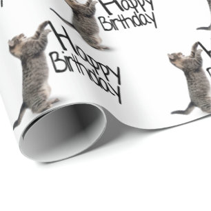 Papier Cadeau Joyeux anniversaire Tabby Cat fun